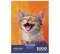 1000 Teenager Pieces Jigsaw Puzzle Vibrant Cat Yawn Art -1 Jigsaw for Adults Hands-on Game Improve Memory Birthday Present, Gifts, 52x38cm/1000pcs
