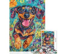 1000 Teenager Pieces Jigsaw Puzzle Vibrant Dog in Bloom Hands-on Game Perfect Decoration Educational Toy Train Your Brain And Hands (38X52cm)