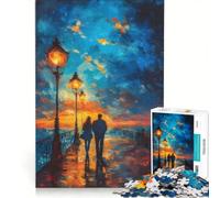 1000 Teenager Pieces Jigsaw Puzzle Walk Along The Pier at Night Practical Game Difficult Challenge Artists Collection Fine Art 50x75cm