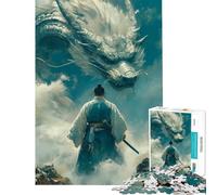 1000 Teenager Pieces Jigsaw Puzzle Warrior Facing A Dragon in The Sky Fun Games Addictive Toys to Cultivate Patience Gifts for Women Men But Fun And Humorous (Size 38x52cm)