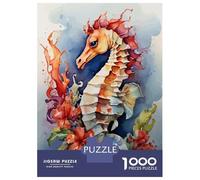 1000 Teenager Pieces Jigsaw Puzzle Watercolor Seahorse Jigsaw Puzzle Hands-on Game Difficult Hard Gifts for Friends And Family 38x26cm/1000pcs