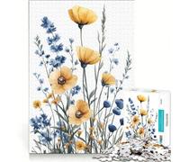 1000 Teenager Pieces Jigsaw Puzzle Watercolor Wildflowers Practical Game Difficult Challenge Artists Collection Fine Art 38x52cm