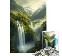 1000 Teenager Pieces Jigsaw Puzzle Waterfall in Lush Valley Help The Brain Exercise Analysis And Logic Educational Games for Ages 14 And over (38x26cm)
