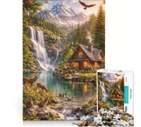 1000 Teenager Pieces Jigsaw Puzzle Waterfall Mountains & Wildlife Practical Game Difficult Challenge Artists Collection Fine Art 38x52cm