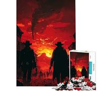 1000 Teenager Pieces Jigsaw Puzzle Western Town Showdown at Sunset Educational Challenge Staycation Kill Time DIY Toys for 14+ Puzzle Game Offered (50x75cm)