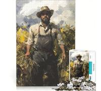 1000 Teenager Pieces Jigsaw Puzzle Wheat Field Farmer Practical Game Difficult Challenge Artists Collection Fine Art 50x75cm