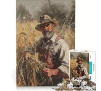 1000 Teenager Pieces Jigsaw Puzzle Wheat Field Farmer Practical Game Difficult Challenge Artists Collection Fine Art 38x52cm