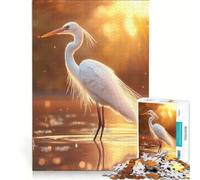 1000 Teenager Pieces Jigsaw Puzzle White Heron at Sunset Relaxing Games Decompressing Intellectual Birthday And Unique Gifts 38x26cm