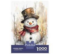 1000 Teenager Pieces Jigsaw Puzzle Winter Whimsy Cheerful Snowman Portrait Jigsaw for Adults Hands-on Game Improve Memory Birthday Present, Gifts, 52x38cm/1000pcs