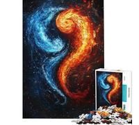 1000 Teenager Pieces Jigsaw Puzzle Yin Yang Flames Brain Intelligence Challenge Addictive Toys Fun Games Difficult Hard Great Gifts (size 38x26cm)