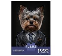 1000 Teenager Pieces Jigsaw Puzzle Yorkshire Terrier Men Suit Adult Jigsaw Puzzle Hands-on Game Wall Art Gifts for Friends And Family 70x50cm/1000pcs