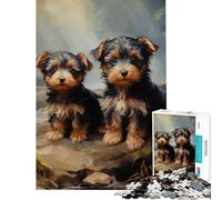 1000 Teenager Pieces Jigsaw Puzzle Yorkshire Terrier Puppies Challenging To Complete Learning Educational Relax Games for And 14 Years And over (38x52cm)