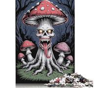 1000 Teile Gruseliger Pilzschädel im dunklen Wald-Puzzle für Erwachsene, Papierpuzzles, Halloween-Geschenke, Puzzles für Erwachsene, Lernspiel, Herausforderungsspielzeug