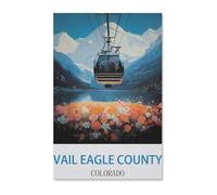 1000 Teile Puzzle Für Erwachsene Und Kinder,Vail Eagle County Colorado Vintage Cable Car Reiseplakat,Stressabbau Herausforderung Bodenpuzzle DIY Home Wanddekoration(75x50cm)-E5