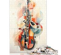 1000-teiliges abstraktes Saxophon-Puzzle für Erwachsene, Papierpuzzles für Erwachsene, Teenager, Mann, Frau, Geschenk, 1000 Stück (75 x 50 cm)