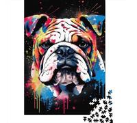 1000-teiliges farbenfrohes Bulldoggen-Puzzle für Erwachsene, Halloween-Geschenk, Puzzle für Erwachsene und Jugendliche ab 12 Jahren, 1000 Teile (38 x 26 cm) <