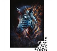 1000-teiliges Feuertier-Zebra-Puzzle für Erwachsene, Halloween-Geschenk-Puzzle für Erwachsene und Jugendliche ab 12 Jahren, 1000 Teile (38 x 26 cm) <