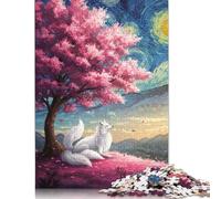 1000-teiliges Fuchs-unter-Kirschblütenbaum-Malpuzzle für Erwachsene, Halloween-Geschenk, Papierpuzzles für Teenager, Geschenke, einzigartige Wohnkultur und