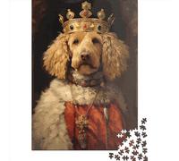 1000-teiliges Goldendoodle The King Puzzle aus Holz, Lernspiel für Erwachsene, 1000 Teile (75 x 50 cm)
