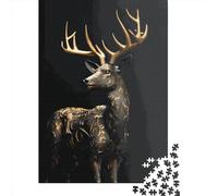 1000-teiliges Goldhirsch-Puzzle für Erwachsene, Holzpuzzle, bestes Geschenk für Freunde und Familie, 1000 Teile (75 x 50 cm)