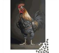 1000-teiliges Hühner- und Hahnen-Puzzle für Erwachsene, Holzpuzzle, bestes Geschenk für Freunde und Familie, 1000 Teile (75 x 50 cm)