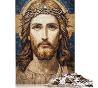 1000-teiliges Jesus-Christus-Mosaik-Porträt-Puzzle für Erwachsene, Halloween-Geschenk, Papierpuzzle, Puzzle für Erwachsene, 1000 Teile (38 x 26 cm)