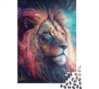 1000-teiliges Löwen-Neon-Puzzle aus Holz, Lernspiel für Erwachsene, 1000 Teile (75 x 50 cm)