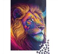 1000-teiliges Löwen-Neon-Puzzle für Erwachsene, Holzpuzzle, bestes Geschenk für Freunde und Familie, 1000 Teile (75 x 50 cm)