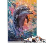 1000-teiliges Paletten-Delfin-Malpuzzle für Erwachsene und Teenager. Puzzle für Familienspaß und Spieleabende. 1000 Teile (38 x 26 cm)