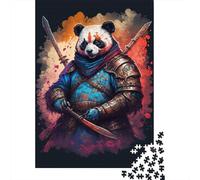 1000-teiliges Panda-Krieger-Puzzle für Erwachsene, Papierpuzzles, Halloween-Geschenke, Puzzles für Erwachsene, Lernspiel, Herausforderungsspielzeug, 1000 Stück (38 x 26 cm)
