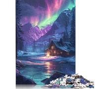 1000-teiliges Puzzle „Aurora Borealis über Schnee“ für erwachsene Teenager, Papierpuzzles, nachhaltiges Puzzle für Erwachsene | Spiele 1000 Teile (75 x 50 cm)