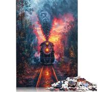 1000-teiliges Puzzle „Dampfzug auf den Schienen“ für Erwachsene und Jugendliche, Lernspielzeug aus Papier, 1000 Teile (75 x 50 cm)