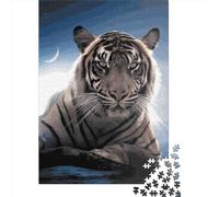 1000-teiliges Puzzle „Der Tiger und der Mond“ für Erwachsene, Holzpuzzle, ideales Geschenk für Freunde und Familie, 1000 Teile (75 x 50 cm)
