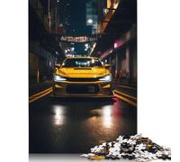 1000-teiliges Puzzle für Erwachsene, gelbes Tuning-Auto, kreatives Holzpuzzle, unmögliches Puzzle, Gehirn-Herausforderungspuzzle für Teenager (75 x 50 cm)