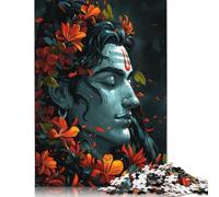 1000-teiliges Puzzle für Erwachsene, Shiva in floralem Glanz, kreatives Holzpuzzle, unmögliches Puzzle, Gehirn-Herausforderungspuzzle für Teenager (75 x 50 cm)