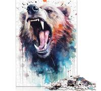 1000-teiliges Puzzle mit Bären-Aquarellmotiv für Erwachsene, Papierpuzzles für Erwachsene, Teenager, Mann, Frau, Geschenk, 1000 Stück (75 x 50 cm)