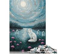 1000-teiliges Puzzle mit Fuchs, Geistern und mondbeschienener Landschaftsmalerei für Erwachsene, Halloween-Geschenk-Puzzles, Lernspielzeug, 1000 Teile (38 x 26 cm)