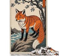 1000-teiliges Puzzle mit Fuchs-Kitsune-Motiv für Erwachsene, Papierpuzzles für Erwachsene, Teenager, Mann, Frau, Geschenk, 1000 Stück (75 x 50 cm)