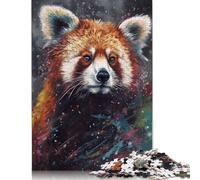 1000-teiliges Puzzle mit Gemälde des Roten Pandas für Erwachsene, Puzzle für Erwachsene, Halloween-Geschenk, Alter 14+, 1000 Stück (75 x 50 cm)
