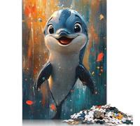 1000-teiliges Puzzle mit lächelndem Delfin, Gemälde für Erwachsene und Teenager, Weihnachtsgeschenke, 1000 Teile (75 x 50 cm)