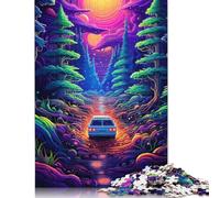 1000-teiliges Puzzle mit Neonauto in der Natur, für Erwachsene, Papierpuzzles für Erwachsene, Teenager, Mann, Frau, Geschenk, 1000 Stück (75 x 50 cm)