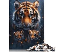 1000-teiliges Puzzle mit Tiger-Familienporträt, für Erwachsene, Papierpuzzles für Erwachsene, Teenager, Mann, Frau, Geschenk, 1000 Stück (38 x 26 cm)