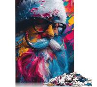 1000-teiliges Puzzle mit Weihnachtsmann-Farbspritzern für Erwachsene und Teenager, Lernspiele für Zuhause, DIY-Spielzeug, Weihnachtsgeschenke, 1000 Stück (75 x 50 cm)