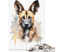 1000-teiliges Puzzle mit wildem afrikanischen Hund für Erwachsene, Papierpuzzle, Lernspiel für erwachsene Teenager, 1000 Teile (75 x 50 cm)