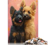 1000-teiliges Puzzle mit zwei Deutschen Schäferhundwelpen, für Erwachsene, Papierpuzzles für Erwachsene, Teenager, Mann, Frau, Geschenk, 1000 Stück (75 x 50 cm)