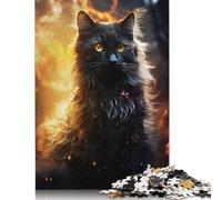 1000-teiliges Puzzle „Mystische schwarze Katze“ für Erwachsene, Papierpuzzles für Erwachsene, Teenager, Mann, Frau, Geschenk, 1000 Stück (75 x 50 cm)