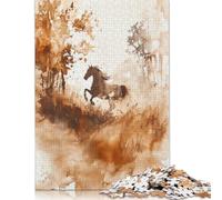 1000-teiliges Puzzle „Pferd rennt durch den Wald“ für Erwachsene und Teenager, Papierpuzzle, Weihnachtsgeschenke, 1000 Teile (75 x 50 cm)