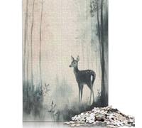 1000-teiliges Puzzle „Rehkitz im nebligen Wald“ für Erwachsene und Teenager. Puzzle für Familienspaß und Spieleabende. 1000 Teile (75 x 50 cm)