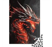 1000-teiliges Puzzle „Schwarzer Drache“ für Erwachsene, Holzpuzzle, Lernspiel für die ganze Familie, 1000 Teile (75 x 50 cm)