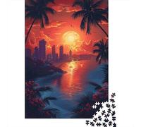 1000-teiliges Puzzle „Sonnenuntergang in einer Küstenstadt“ für Erwachsene, Papierpuzzles für Erwachsene, Teenager, Mann, Frau, Geschenk, 1000 Teile (38 x 26 cm)